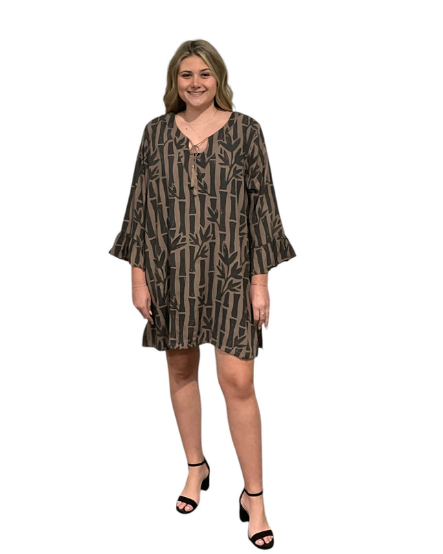 Rayon Drawstring Short Dress