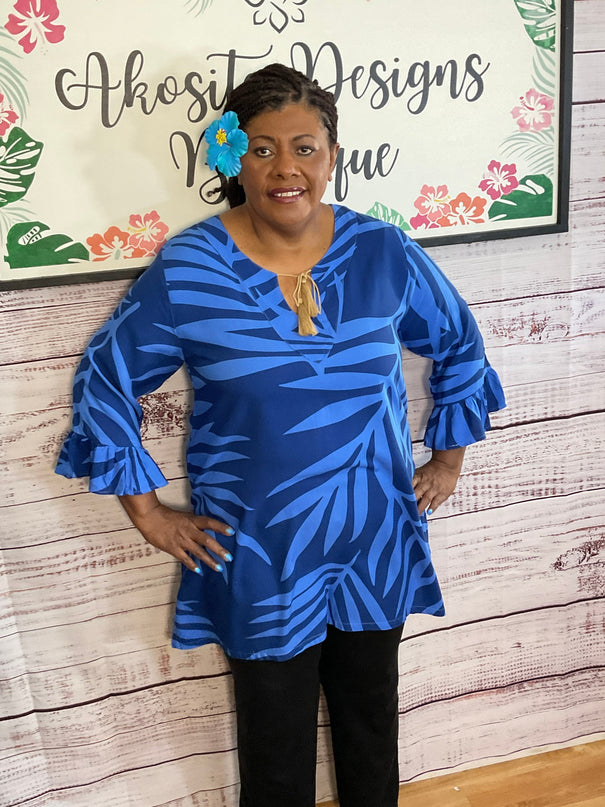 BLUE DRAWSTRING KAFTAN