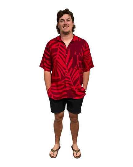 Fern print red men's shirt