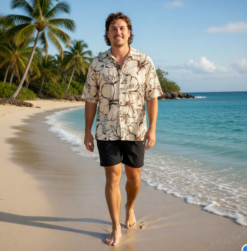 HIBISCUS PRINT MEN'S SHIRT