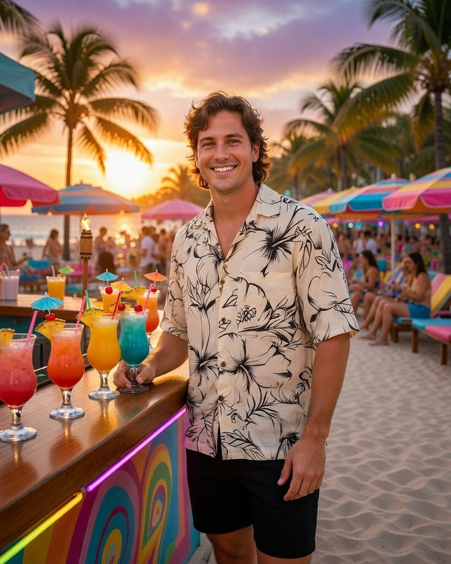 HIBISCUS PRINT MEN'S SHIRT