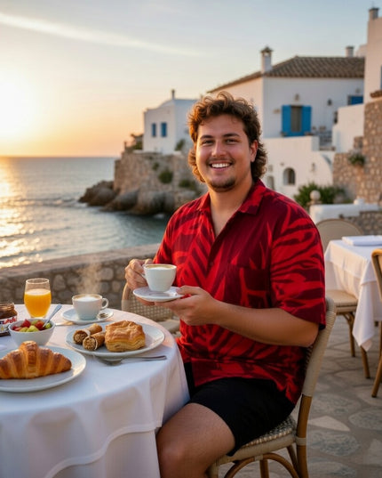 Fern print red men's shirt