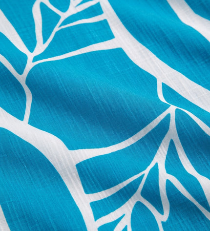 Blue Tropical Rayon Maxi Dress-Lightweight Beach & Resort Wear