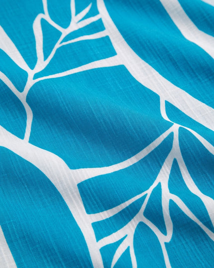 Blue Tropical Rayon Maxi Dress-Lightweight Beach & Resort Wear