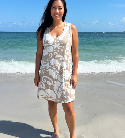 Island Breeze Sleeveless Hibiscus Dress