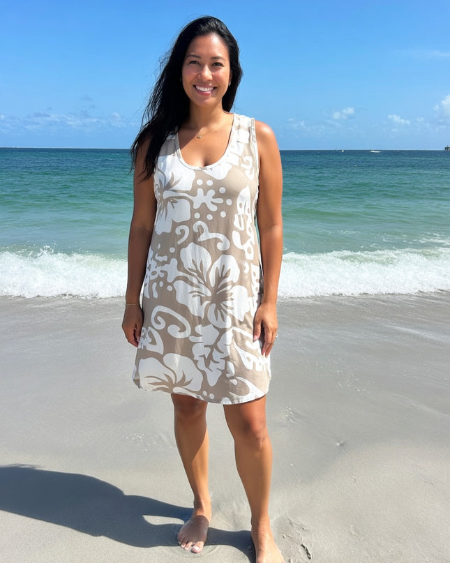 Island Breeze Sleeveless Hibiscus Dress