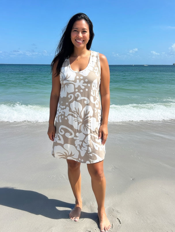 Island Breeze Sleeveless Hibiscus Dress