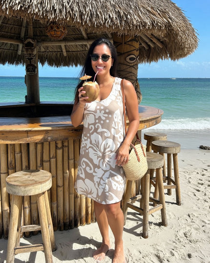 Island Breeze Sleeveless Hibiscus Dress