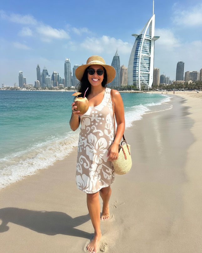 Island Breeze Sleeveless Hibiscus Dress