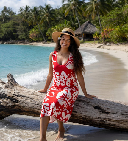 Island Breeze Sleeveless Hibiscus Dress