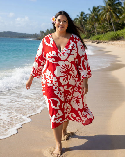 Island Luxe Plus Size Rayon V-Neck Dress