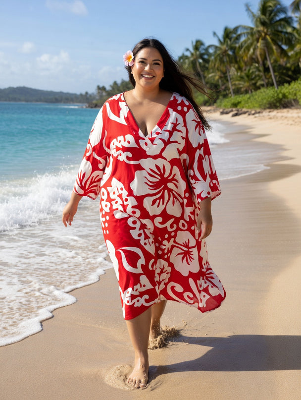 Island Luxe Plus Size Rayon V-Neck Dress