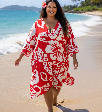 Island Luxe Plus Size Rayon V-Neck Dress
