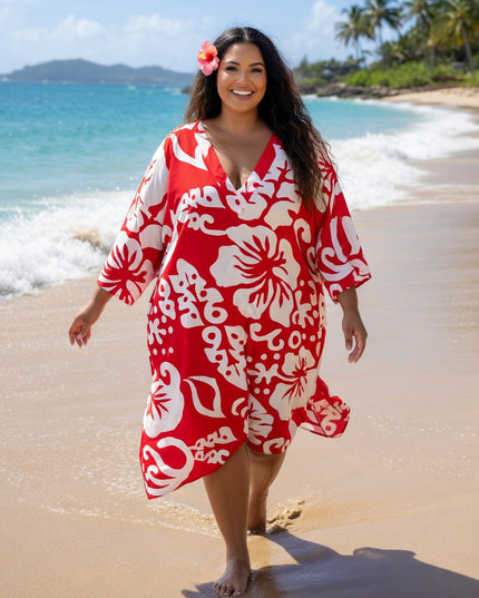 Island Luxe Plus Size Rayon V-Neck Dress