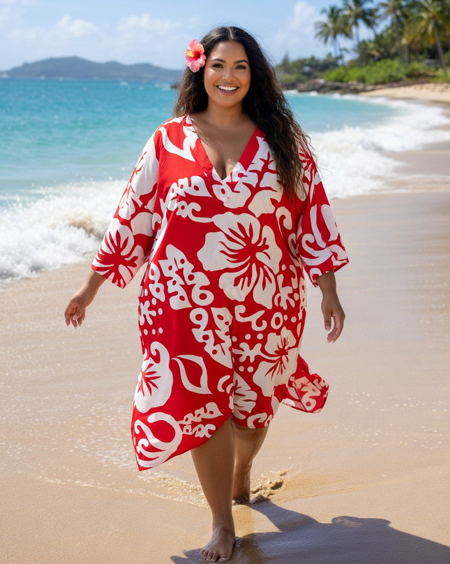 Island Luxe Plus Size Rayon V-Neck Dress