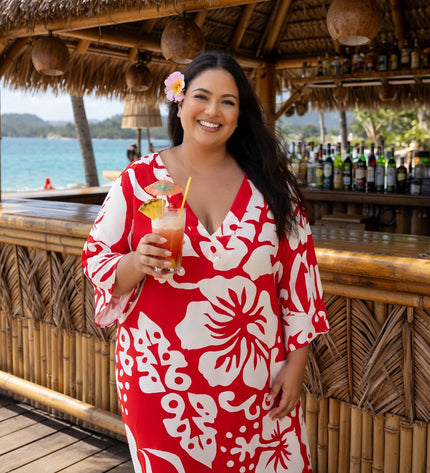 Island Luxe Plus Size Rayon V-Neck Dress