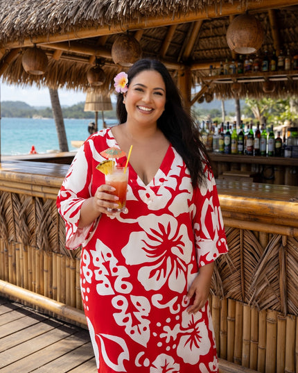 Island Luxe Plus Size Rayon V-Neck Dress