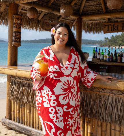 Island Luxe Plus Size Rayon V-Neck Dress