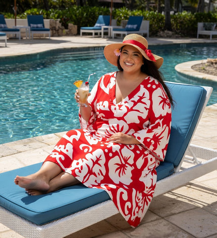 Island Luxe Plus Size Rayon V-Neck Dress