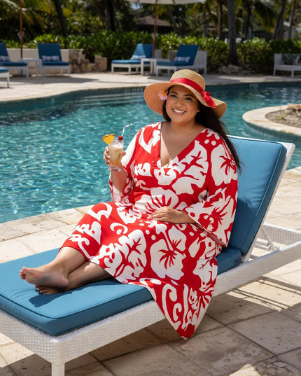 Island Luxe Plus Size Rayon V-Neck Dress