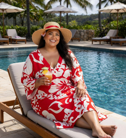 Island Luxe Plus Size Rayon V-Neck Dress
