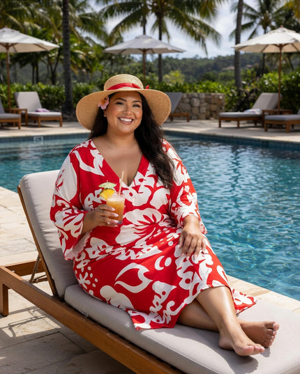 Island Luxe Plus Size Rayon V-Neck Dress