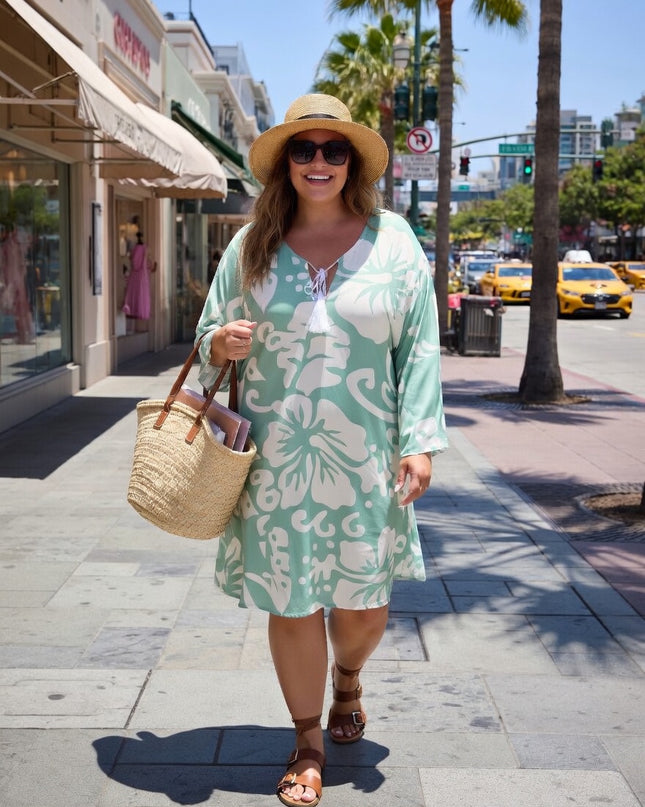 Tropical Breeze Rayon Kaftan - Plus Size Beach Dress