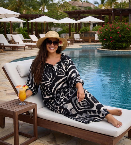 Elegant Tribal Print Chiffon Maxi Dress
