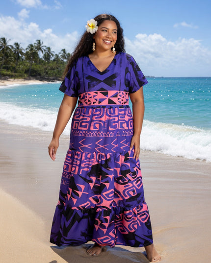 caribbean style maxi dresses Tan Tropical Print Maxi Dress - All Dresses