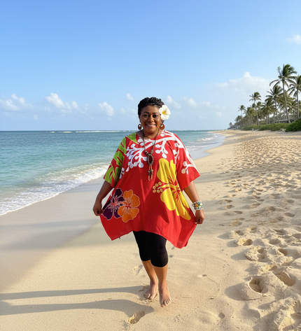 Rayon Floral Poncho Top-One Size