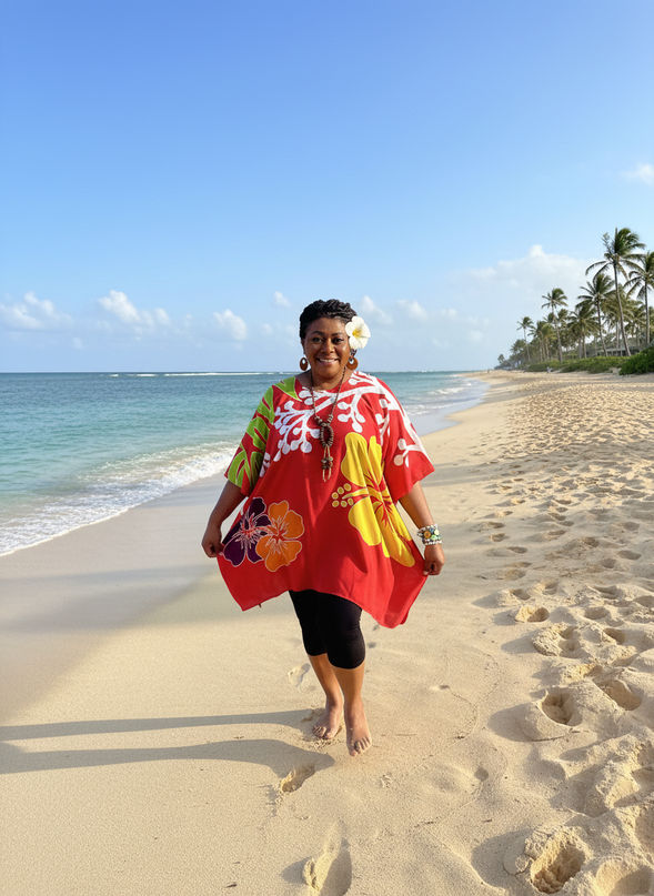 Rayon Floral Poncho Top-One Size
