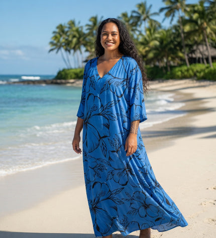 Island  Flow Maxi Dress - Ocean Bloom Blue