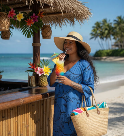 Island  Flow Maxi Dress - Ocean Bloom Blue
