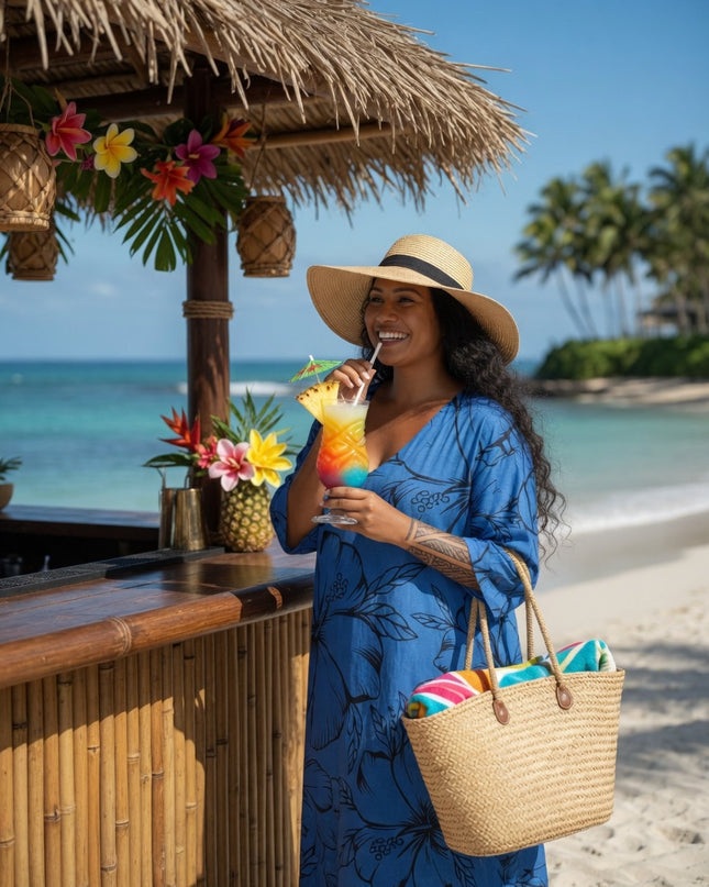 Island  Flow Maxi Dress - Ocean Bloom Blue