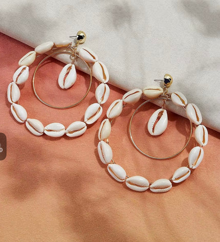 Shell Hoop Earrings - Tropical Statement Jewelry