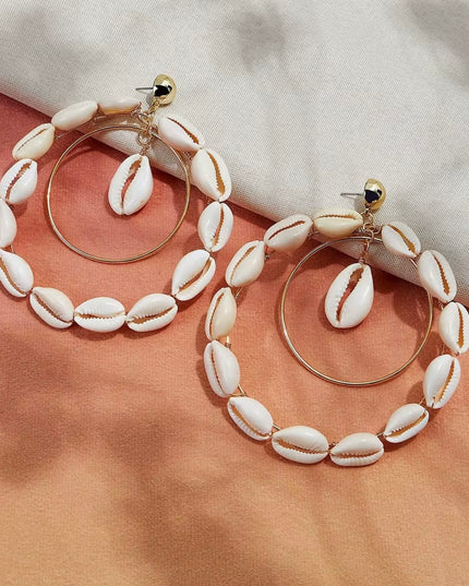 Shell Hoop Earrings - Tropical Statement Jewelry