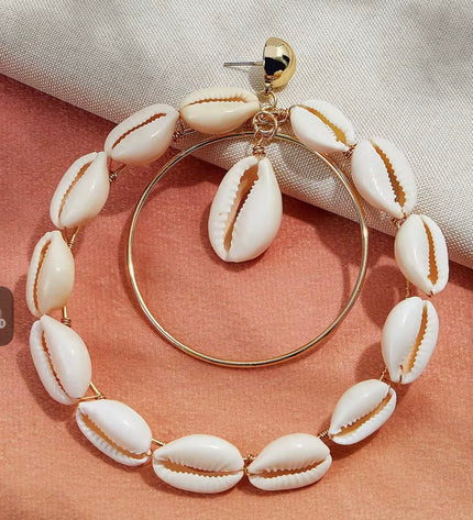 Shell Hoop Earrings - Tropical Statement Jewelry