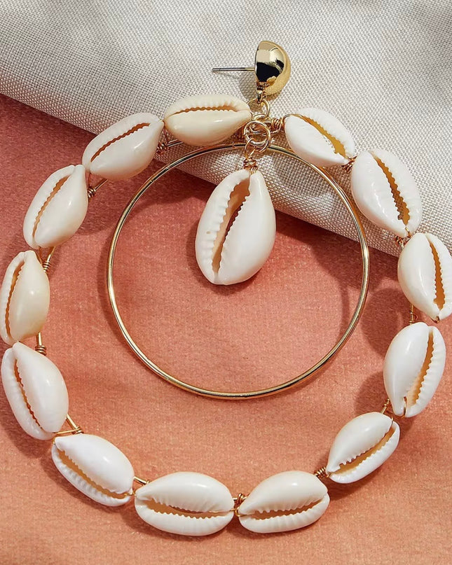 Shell Hoop Earrings - Tropical Statement Jewelry