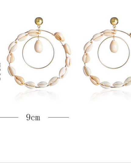 Shell Hoop Earrings - Tropical Statement Jewelry