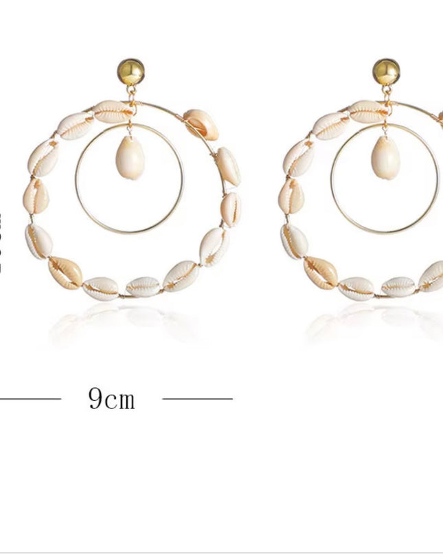 Shell Hoop Earrings - Tropical Statement Jewelry