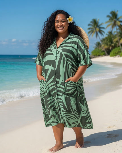 Tropical Breeze Rayon Shirt Dress