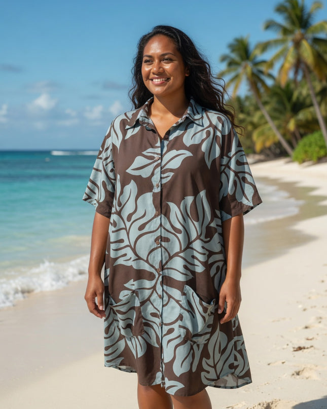 Tropical Breeze Rayon Shirt Dress