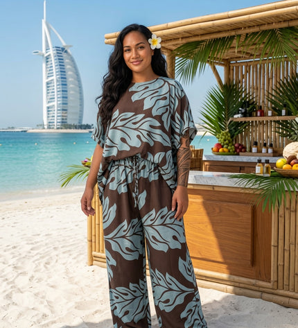 Island Breeze Two-Piece Cocoa Set - Premium Rayon
