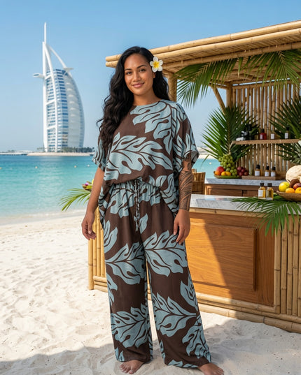 Island Breeze Two-Piece Cocoa Set - Premium Rayon