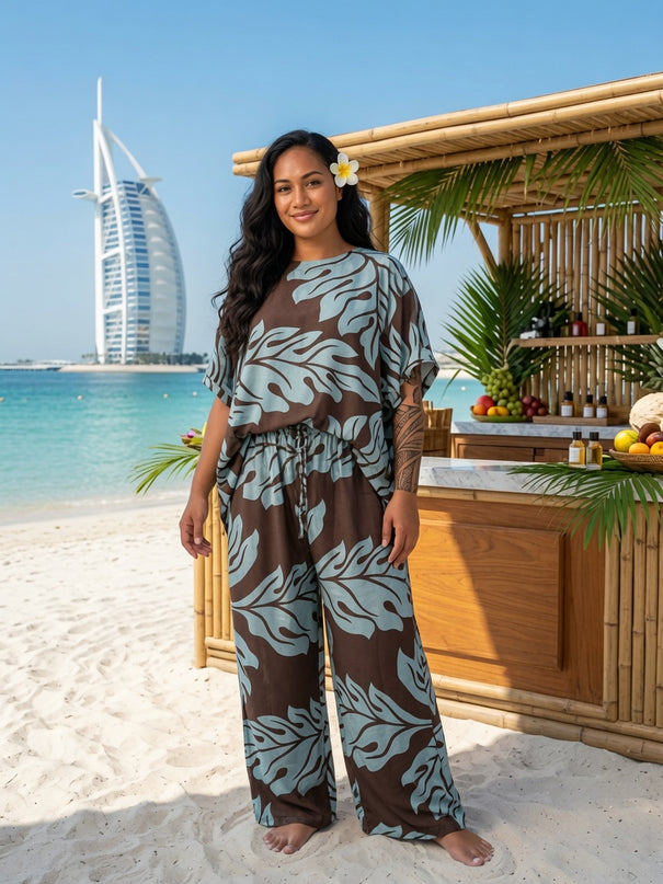 Island Breeze Two-Piece Cocoa Set - Premium Rayon