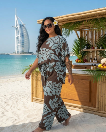 Island Breeze Two-Piece Cocoa Set - Premium Rayon