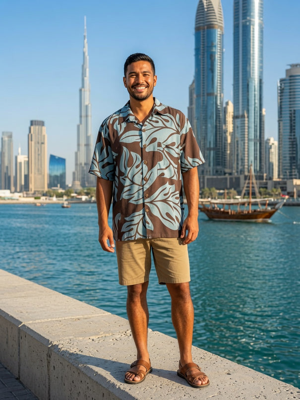 Cocoa Monstera Men's Rayon Shirt