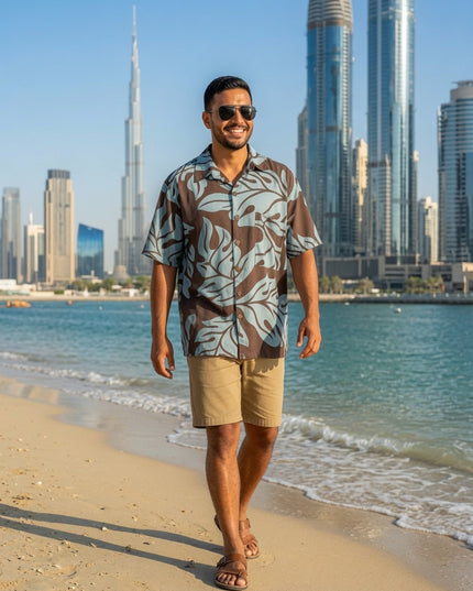 Cocoa Monstera Men's Rayon Shirt