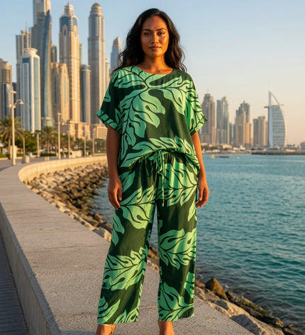 Tropical Monstera Rayon Matching Set