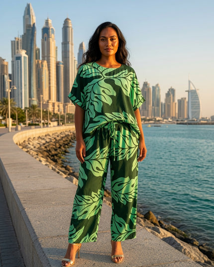 Tropical Monstera Rayon Matching Set